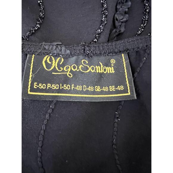 Vintage Olga Santoni Black Long Sleeve Pullover Embellished Blouse Top Size L - Picture 4 of 6